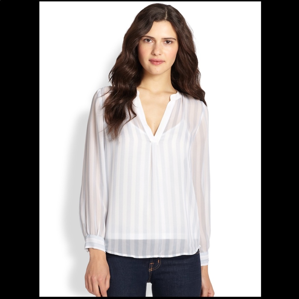 Joie Peterson Light Blue Striped Sheer Blouse Xs
